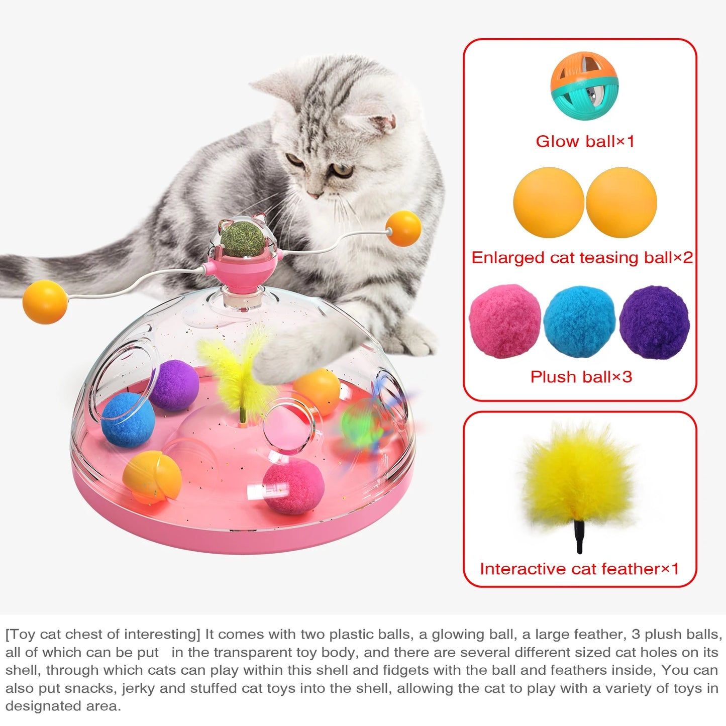 Cat Puzzle Toy – Interactive Brain Game with Spinning Tracks &amp; Feather Teaser