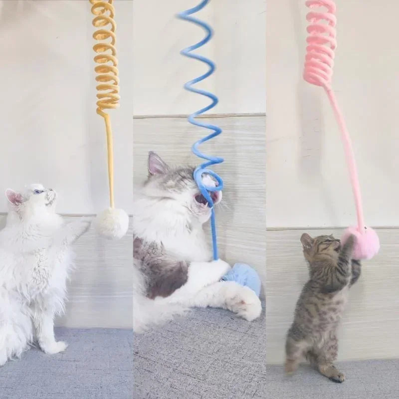 Interactive Cat Toy Set – Spring Rope Ball &amp; Plush Wand for Play &amp; Training