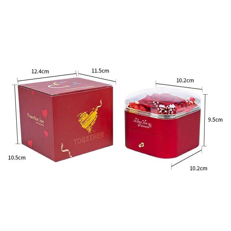 Custom Name Heart Necklace with Eternal Rose Gift Box – Valentine's Day Gift