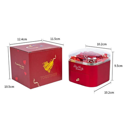 Custom Name Heart Necklace with Eternal Rose Gift Box – Valentine's Day Gift