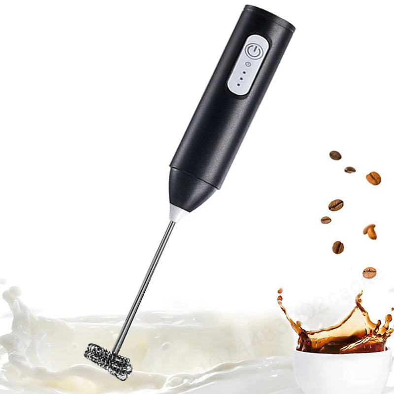 Wireless Electric Milk Frother – Rechargeable Handheld Mixer with Stainless Steel Beater (USB-C) for Coffee, Cappuccino &amp; Cream