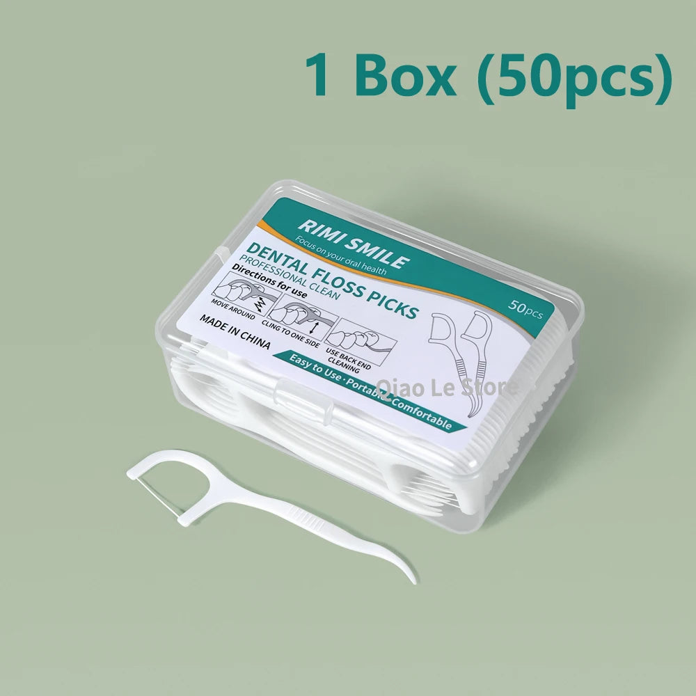 Portable Dental Floss Sticks – 50 Pcs Disposable Floss Picks | Oral Care