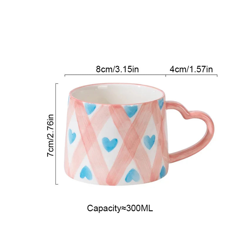 Hand-Painted Heart Ceramic Mug – Couples Coffee Cup Gift
