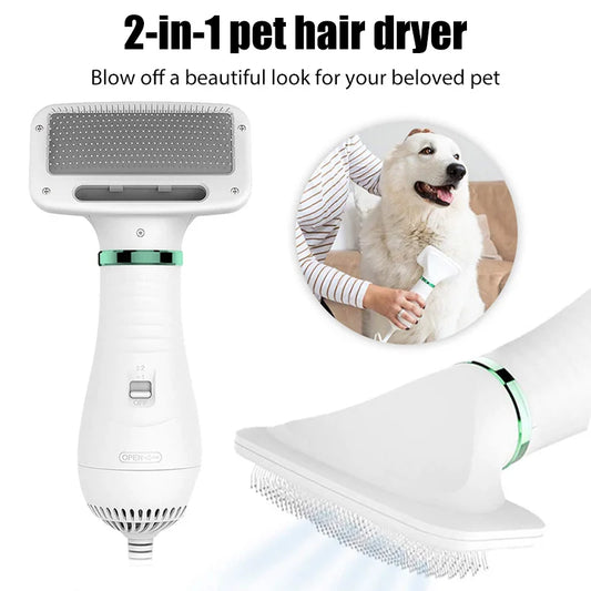 2-in-1 Pet Dryer & Grooming Brush – Professional Dog & Cat Dryer Comb for Home Grooming