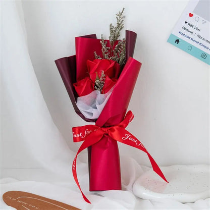 Rose Soap Flower Bouquet (3/6/9 Heads) – Valentine's Day Gift & Decor