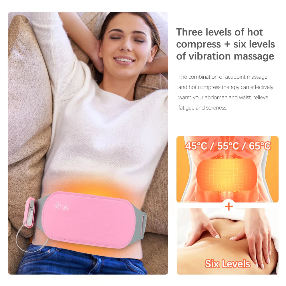Heating Massage Belt for Menstrual Pain Relief – Vibrating Hot Compress Therapy