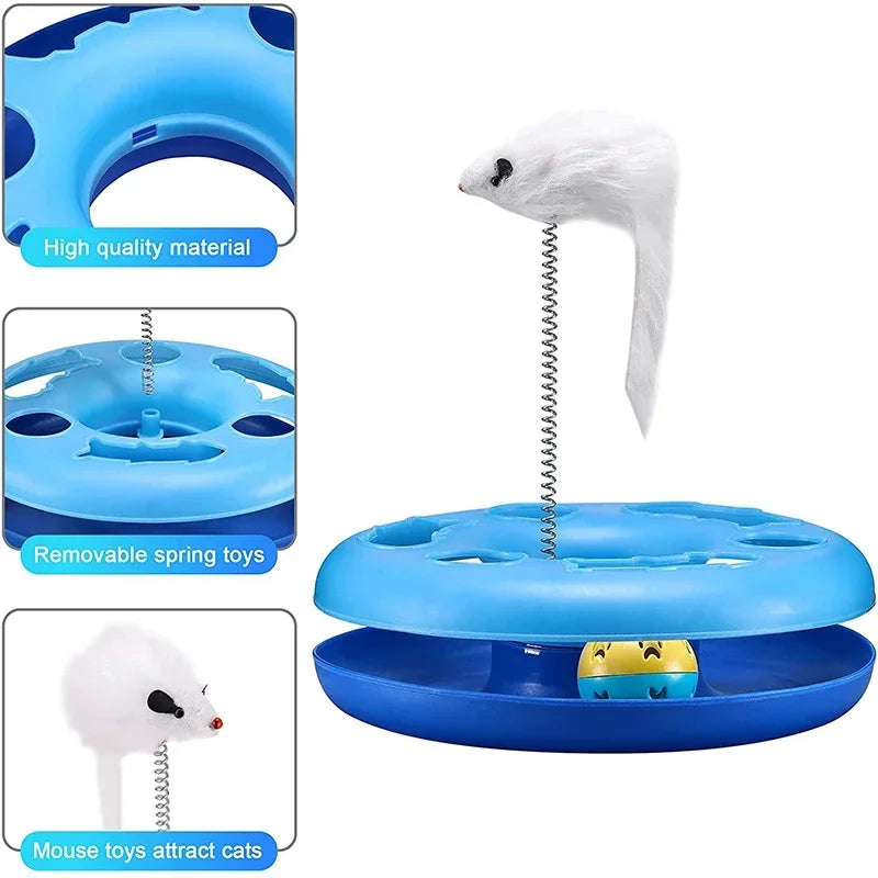 Interactive Cat Track Toy with Catnip – Roller Ball & Feather Teaser for Indoor Cats