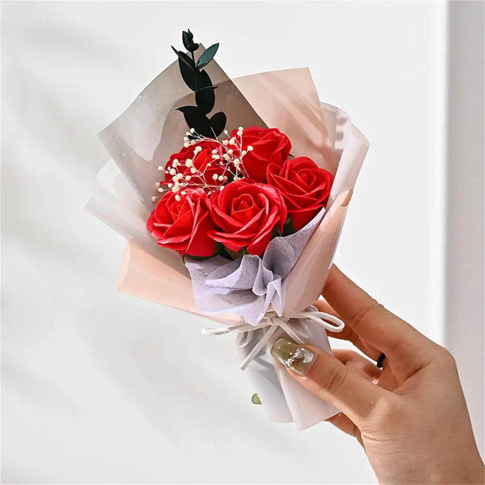 Rose Soap Flower Bouquet (3/6/9 Heads) – Valentine's Day Gift & Decor