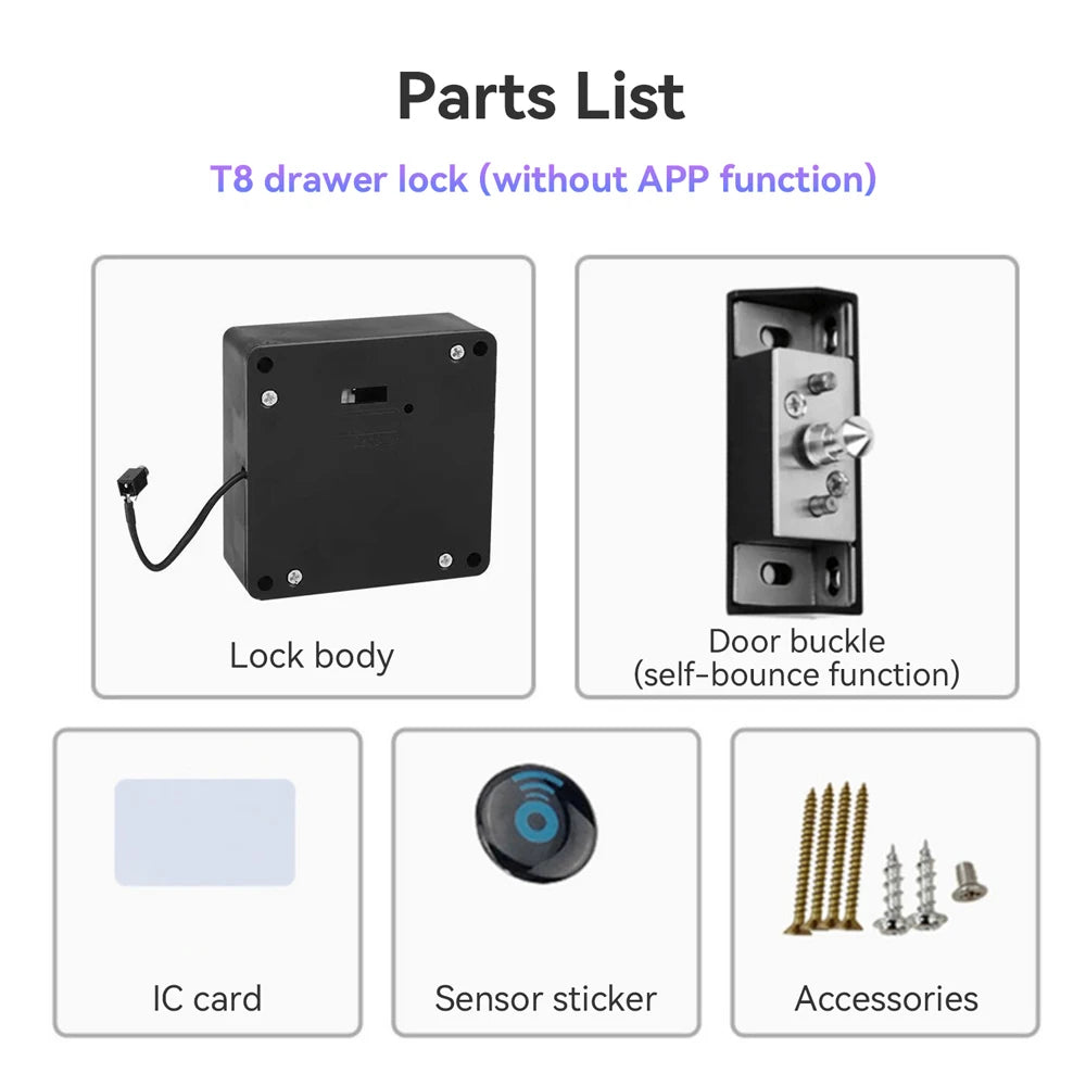 Smart Drawer Lock - Electronic Cabinet Lock with IC Card &amp; TTlock App Control for Hidden Security