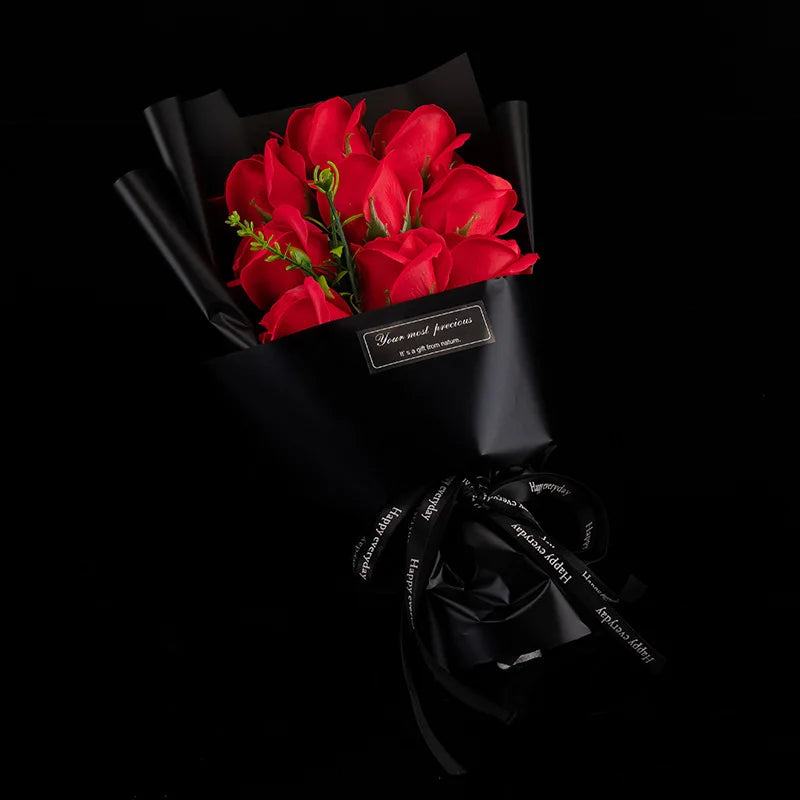 Rose Soap Flower Bouquet (3/6/9 Heads) – Valentine's Day Gift & Decor