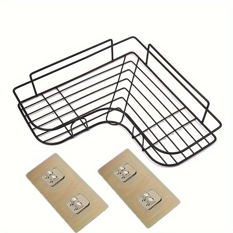 Heavy-Duty Cast Iron Corner Shelf – No-Drill Wall-Mounted Bathroom Shelf