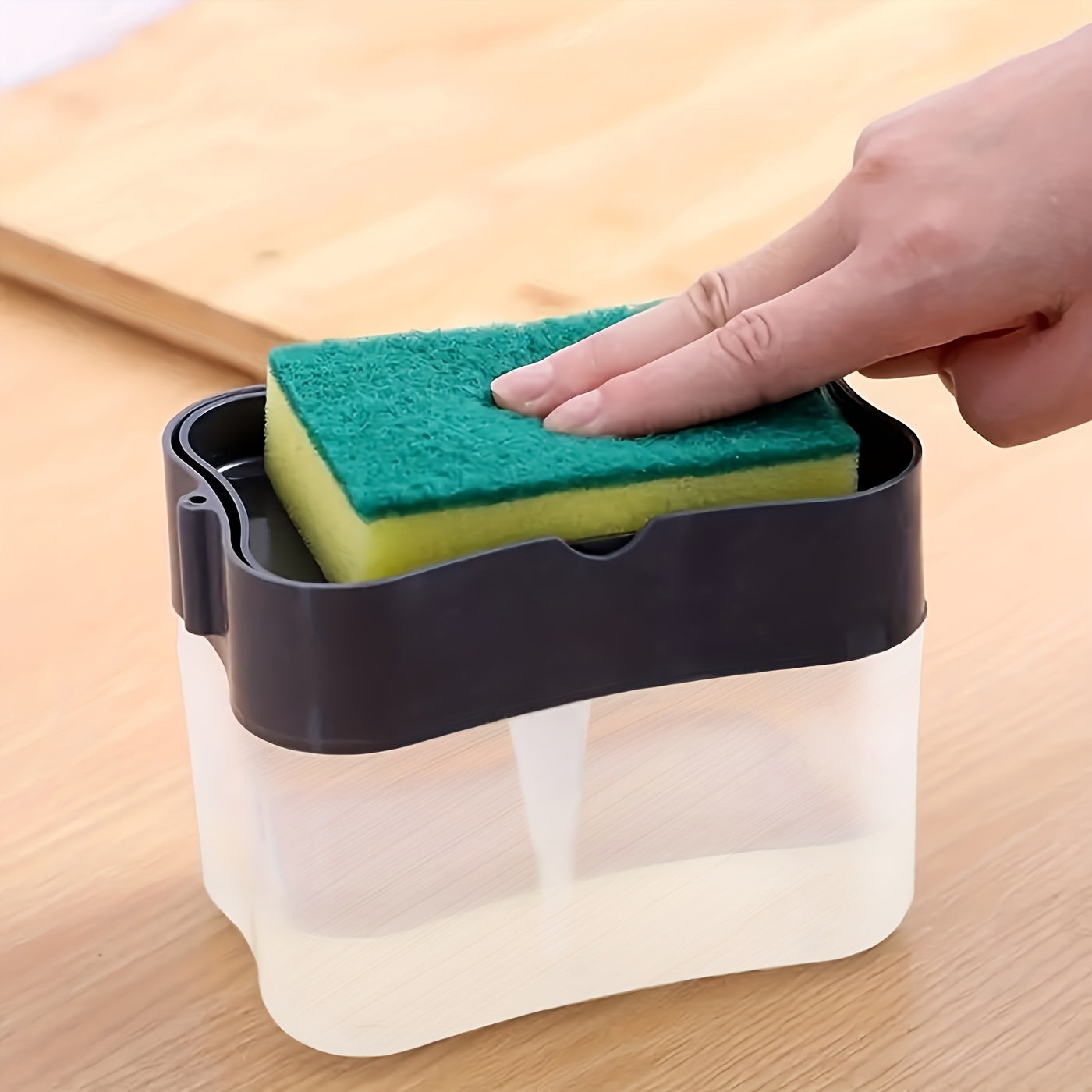 Modern Dish Soap Dispenser with Sponge Holder – 2-in-1 Kitchen Sink Organizer