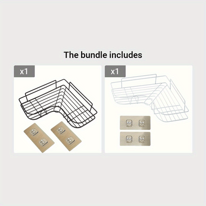 Heavy-Duty Cast Iron Corner Shelf – No-Drill Wall-Mounted Bathroom Shelf