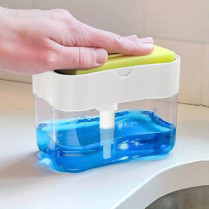 Modern Dish Soap Dispenser with Sponge Holder – 2-in-1 Kitchen Sink Organizer